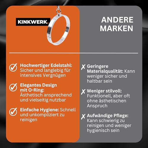 KINKWERK Edelstahl Halsband Halsfessel | Stilvolles BDSM-Sexspielzeug mit O-Ring für Männer, Frauen und Paare (⌀ 120mm)