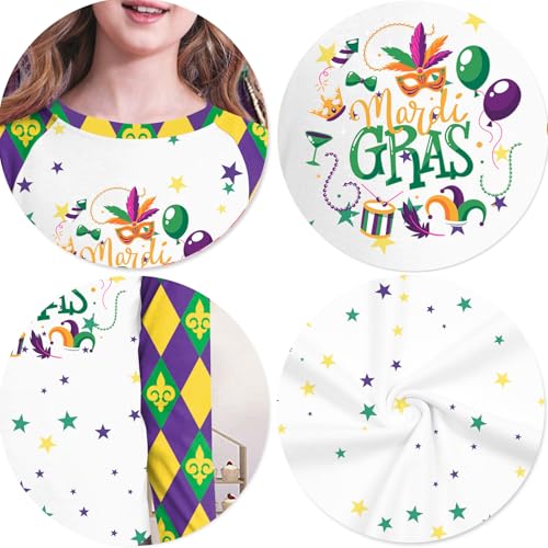 Image of Mardi Gras Shirt for Kids: Toddler Boys Girls Mardi Gras Long Sleeve Happy Carnival Outfits Mask Graphic Tee 4-12 Years