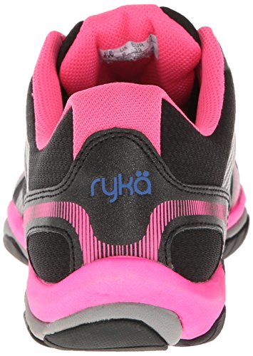 Ryka Women's Influence Cross Trainer, Black/Atomic Pink/Royal Blue/Forge Grey, 8.5 M US