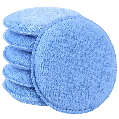 AIDEA Car Wax Applicator Pad Microfiber Applicator Pad for Buffing & Detail Polishing 6PK Round Foam Pads for Car Cleaning and Fine Polishing 5 Inch