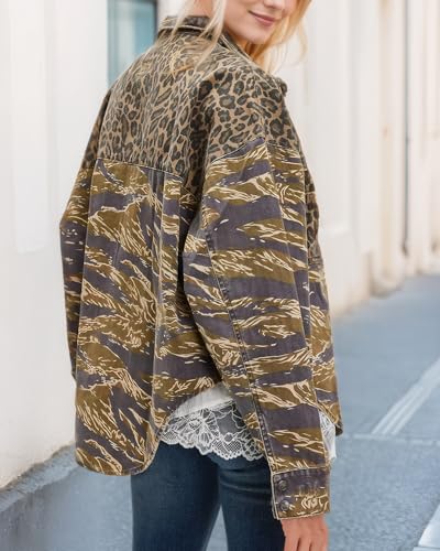 Kedera Leopard Printed Jean Jacket Women Trendy 2025 Button Down Shacket Vintage Western Trucker Jacket Coat Outfits2