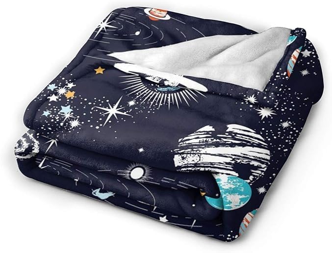 Miniatura 2 de SARA NELL Manta espacial para niños, sistema solar de la vía láctea, planeta, cohete, galaxia, cielo estrellado, constelación, manta de franela de