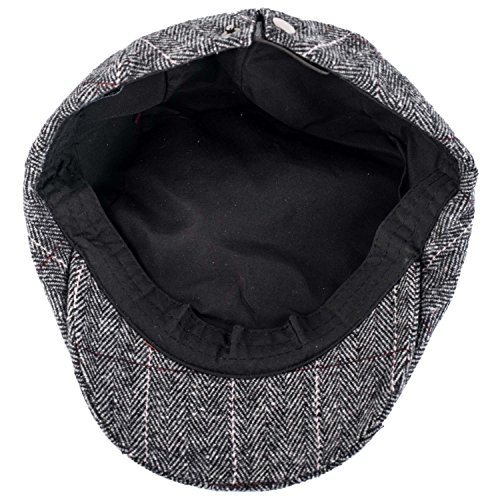 Image of The Tie Hub Wool Flat Cap for Men & Women | Adjustable Vintage Newsboy Gatsby Hat for Casual, Travel, Outdoor | Free Size Herringbone Ivy Style Cap
