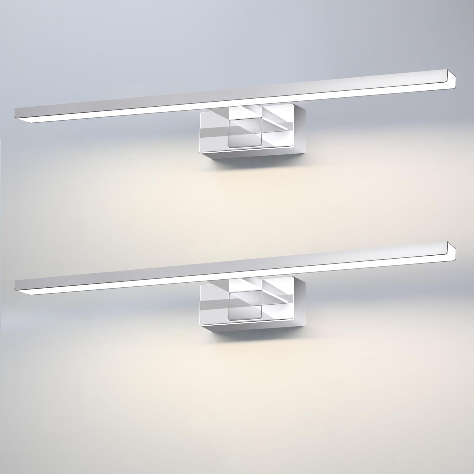 Homefire LED Spiegelleuchte Bad Spiegellampe 2ER 12W Badleuchte Wand 60CM | Wandlampe Badezimmer Wasserdicht IP44 Wandleuchte Chrom Modern Neutralweiß 4000K Badlampe Wandmontage für Küche Badschrank