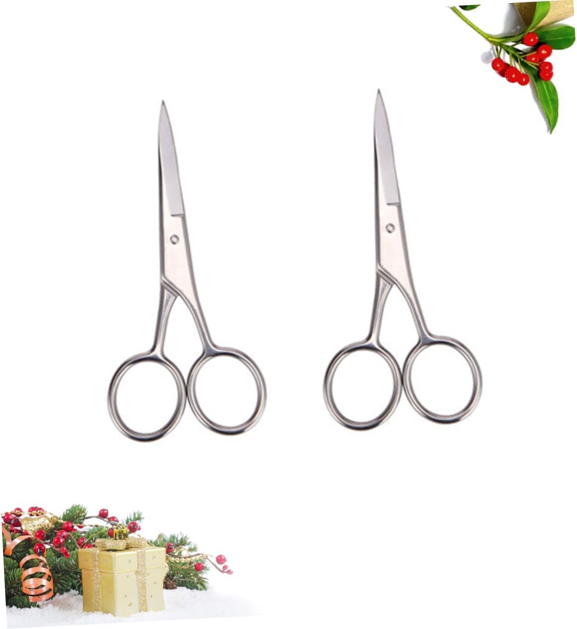 2pcs Stainless Steel Beard Mustache Trimming Scissors for Men Durable Grooming Shears for Barbershop and Home Use Silver