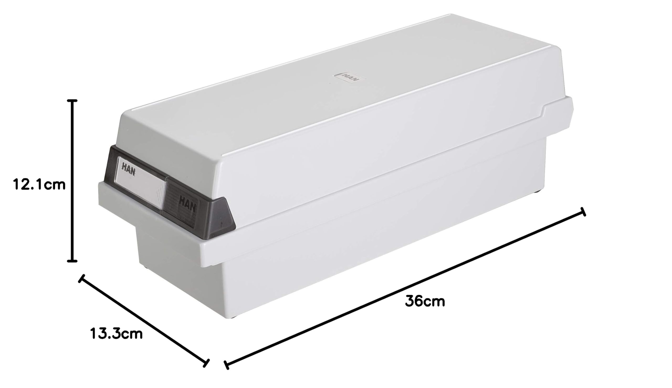 HAN 957-11 Boîte à fiches pour env. 1 300 fiches A7 orientation paysage 133 x 121 x 360 mm (Gris clair) (Import Allemagne)