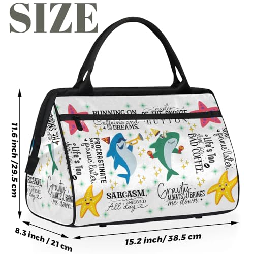 Overnight Weekender Bag for Women Men Cute Animal Shark Waterproof Carry On Travel Duffel Bags with Zipper Lightweight Sports Gym Bag Luggage Workout Handle Bags for Traveling Yoga Camping2