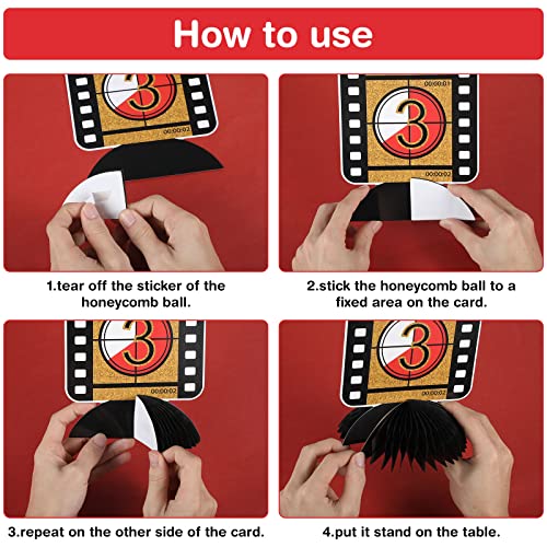 Pajean 12 Pieces Movie Centerpiece Night Party Decorations Centerpieces For Table Theater Honeycomb Ticket Popcorn Star Topper Birthday 3D Favor Supplies #TOP2