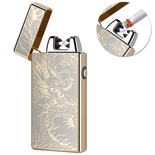 Kivors USB Rechargeable Windproof Flameless Electronic Double Pulse Arc Cigarette Lighter Belief Chinese