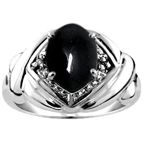 RYLOS Anillos para mujer de oro blanco de 14 quilates - Anillo de diamante y ónix 9 x 7 mm de color de piedra preciosa de la joyería para las mujeres anillos de oro RYLOS Anillos para mujer de oro blanco de 14 quilates - Anillo de diamante y ónix 9 x 7 mm de color de piedra preciosa de la joyería para las mujeres anillos de oro