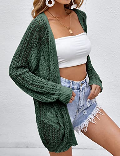 Image of Women Crochet Lightweight Cardigan Cover Up Open Front Long Sleeve Summer Cardigans