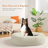 HMTOPE Orthopädisches Hundebett rund Hundekissen Hundesofa Katzenbett Donut Kuscheliges Hundekorb Waschbar, 80 cm Ø, Beige