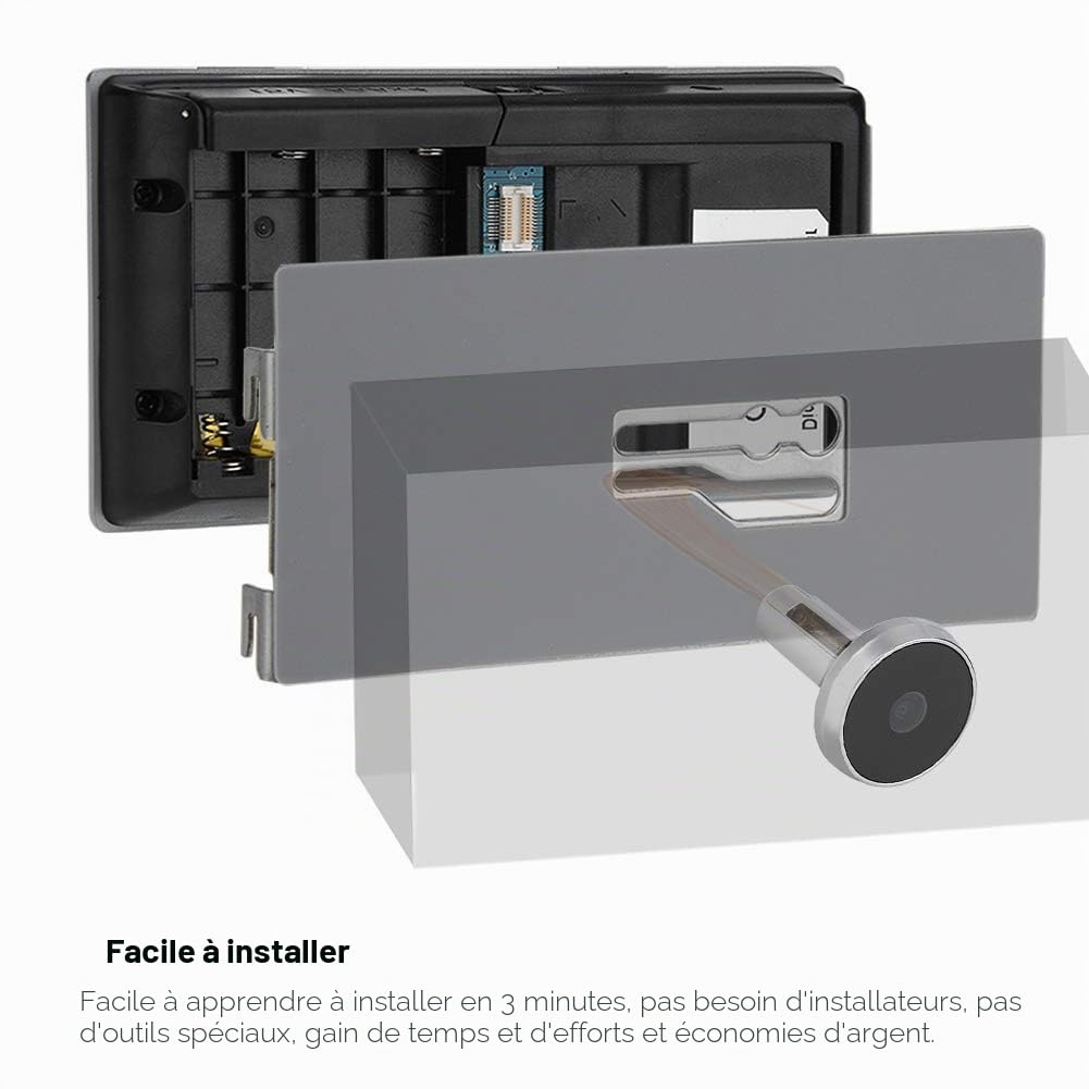 Judas Numérique,Tangxi Judas Camera,Judas de Porte Écran LCD 3.5 Pouces+Vue d'angle à 120 °+24 Heures de Surveillance,Caméra Oeil de Chat pour Sécurité à Domicile