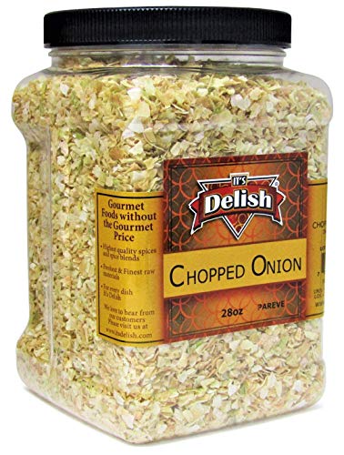 Dried Chopped Onion By It’s Delish – Delicious & Fresh Taste – Premium 28 Oz Jumbo Container (Jar) – No Preservatives, All Natural Dehydrated Onion, Certified Kosher #TOP20