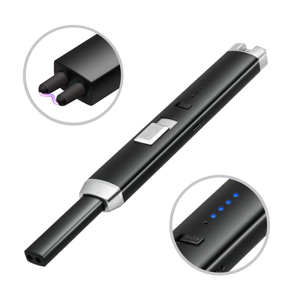 YHX Gas Lighter,Electric Arc Lighter,Gas Furnace Lighter,Outdoors USB Rechargeable BBQ Plasma Arc Lighter Environmental Protection With Long Handle for Candle Gas Stove Camping BBQ Party