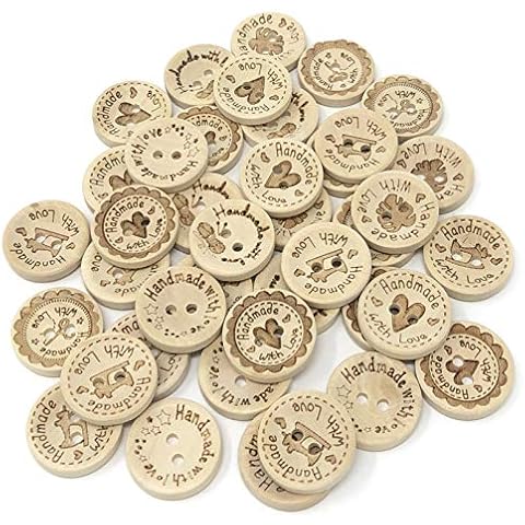 Special Touches 40 Mix 'Handmade with Love' Mix Style 20mm Wood Buttons Cardmaking Embellishments Cover