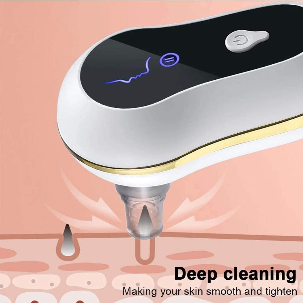 Removedor de cabezal Blackhead Poro Vacuum - Herramienta de succión del limpiador de poro facial recargable USB con la pantalla de succión LED 5 sondas de succión reemplazables para toda la piel
