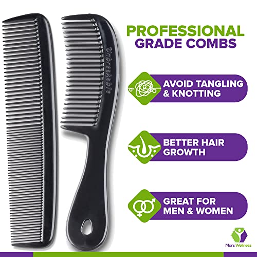 Mars Wellness MW-149-10003 4 Piece Professional Comb Set Black - Usa Made - Fine Pro Tail Combs, Dresser Hair Comb Styling Comb thumb #2