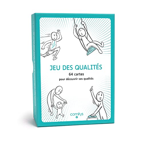 Comitys | Jeu des qualités | Langue : Français | 64 Cartes pour découvrir Ses qualités | Outil pédagogique | Estime de soi | 256 qualités humaines à découvrir | Compétences psychosociales