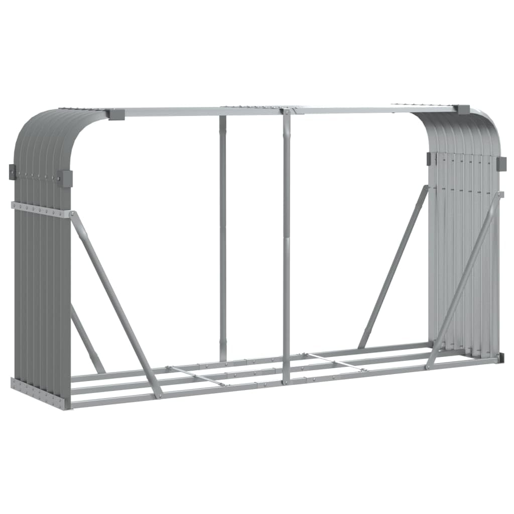 Vidaxl Light Grey Log Holder, Firewood Rack For Fireplace Storage Room, Log Store For Wood Burner Wrought, Wood Storage, Galvanised Steel