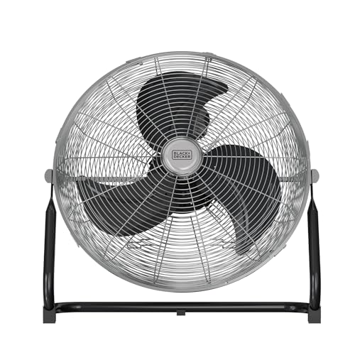 Black+Decker - Ventilador de Suelo 120W, 3 Velocidades, Diámetro 45cm, 3 Aspas en Metal, Inclinación Ajustable, Base Antideslizante, Asa de Transporte, Rejilla Extraíble, Organizador de Cables, Negro