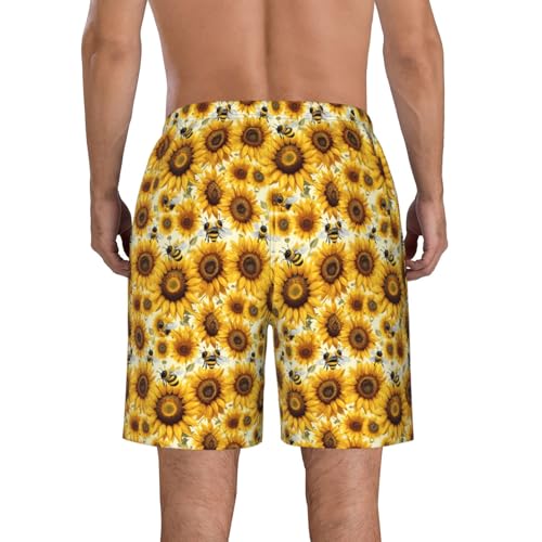 Sunflower bee Print Stylish Beach Shorts Swim Trunks Lightweight Breathable Summer Outdoor Activities3
