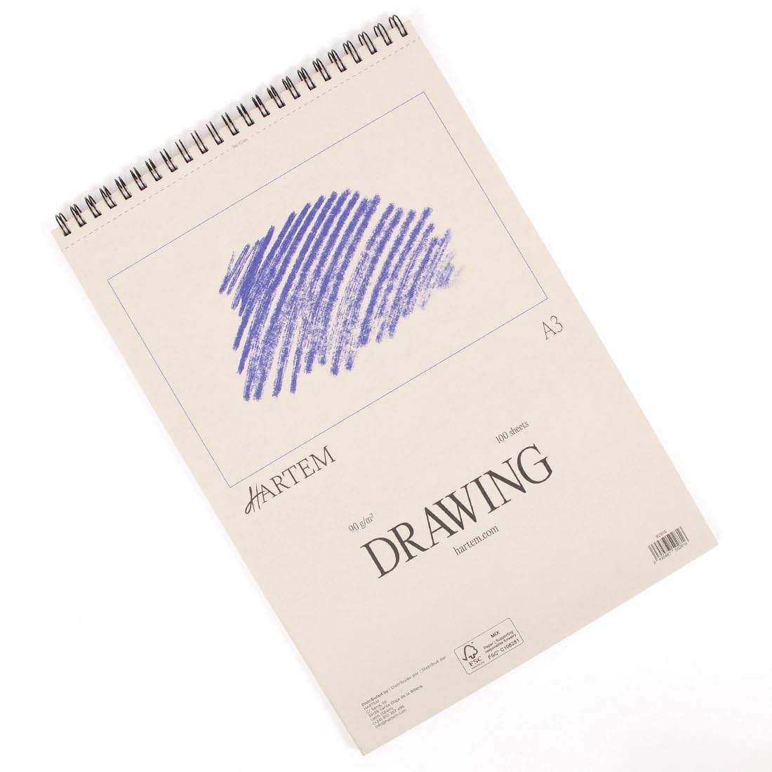 Hartem - Bloc de Dibujo de 100 Hojas | Encuadernación con Anillas | Gramaje 90g/m2 | Tamaño A3 (29,7 x 42 cm)
