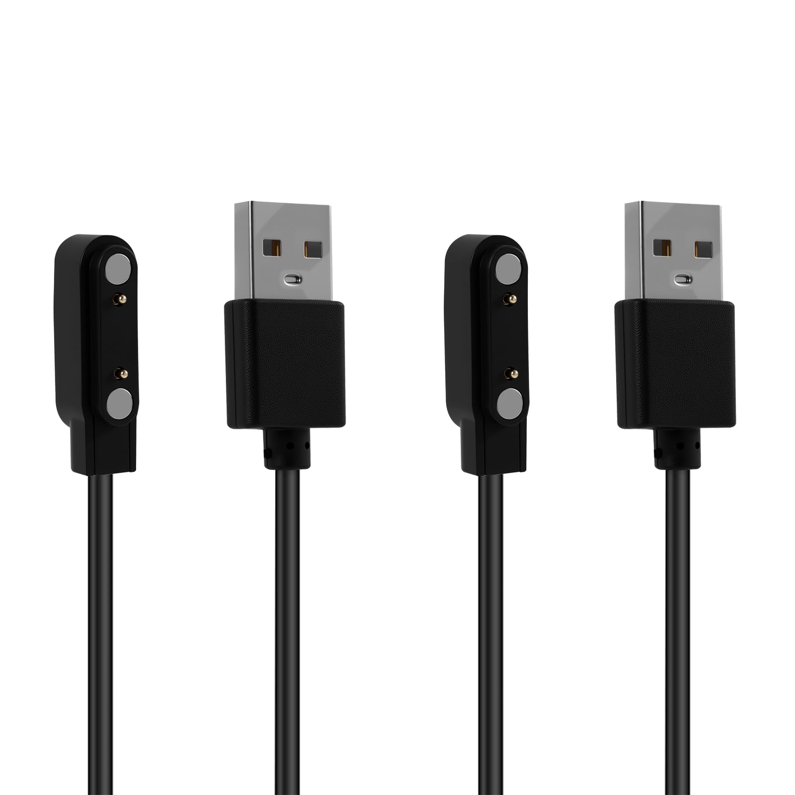 2 Piezas Cargador Reloj Inteligente Universal, 2 Pines 7,62mm Cargador Magnético, Cable USB de Carga Rápida Segura Compatible con Smartwatch, Material ABS PVC, Carga para Casa Oficina y Viajes