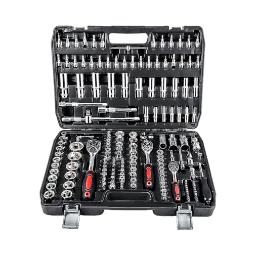 ARATERVIO Steckschlüsselsatz 172-teilig, 1/4', 3/8', 1/2' Knarrenkasten mit Umschaltknarre Chrom-Vanadium-Stahl Werkzeugkoffer mit Bits und Schraubendreher Professionelles Werkzeug-Set