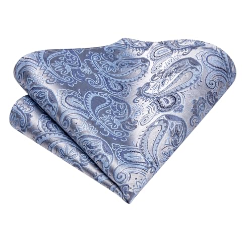 Image of Hi-Tie Silk Ascot for Men Self Tie Men's Cravat and Flower Lapel Pin Handkerchief Cufflinks Set for Wedding Party