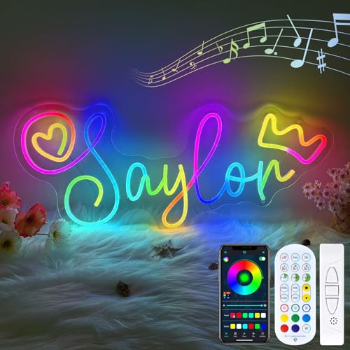 MRSSEASY Custom Neon Sign, Neon Sign Customizable for Wall Decor Colorful, RGB Rainbow Color Changing LED Sign Birthday Wedding Gifts, APP Remote Control Name Sign Personalized for Bedroom Party