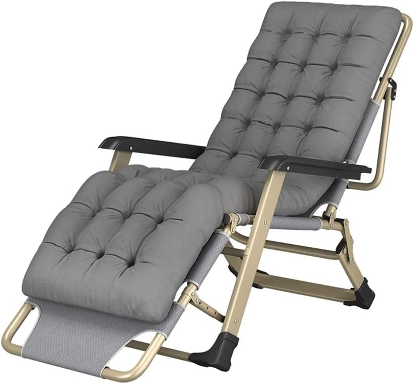 DLDL Folding Recliner Lazy Reclining Relaxer Leisure Deck Chair Portable Adult Beach Balcony Garden Bedroom Gray Weight 200kg