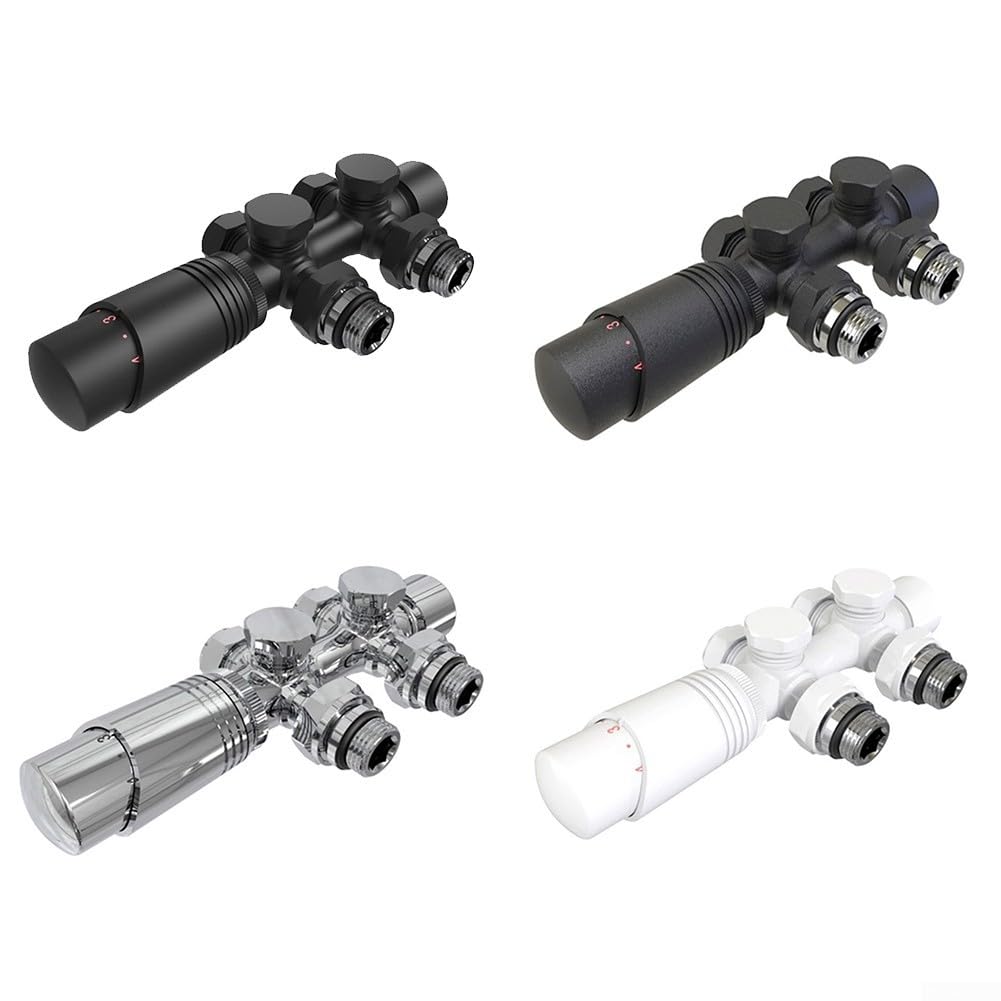 Valvola Termostatica Per Radiatore Del Bagno, Valvola Scaldasalviette, Valvola Angolare Per Riscaldamento Centralizzato, In Ottone (bianco - Foto 11