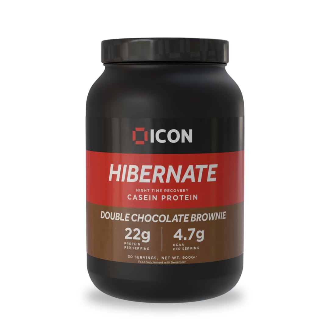 Hibernate Micellar Casein Protein - Double Choc Brownie, Slow-Release Nighttime Recovery Formula, 24g Protein, 100% Grass-Fed Casein, Low Sweetener – 900g, 30 Servings