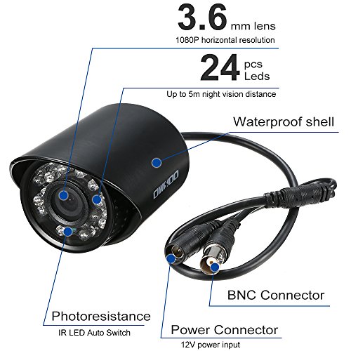 DECDEAL 1080P AHD CCTV Câmera analógica 3.6mm Lente 1/2.8 '' CMOS 2.0MP IR-CUT 24pcs IR LEDS Visão