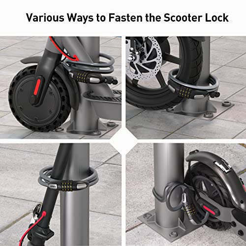 Image of Hiboy Bike Lock, 3.3 Feet Bike Cable Locks, Resettable 4-Digit Combination Lock, Bike Locks Heavy Duty Anti Theft