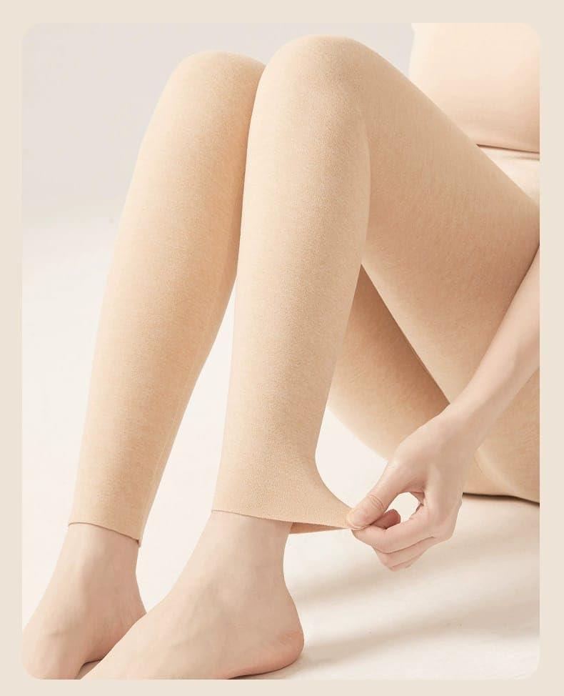 Image of Celary Women's Nude Fleece Lined Leggings - Winter Warm Pantyhose Look, Thermal Tights, Soft & Stretchable Winter Stockings