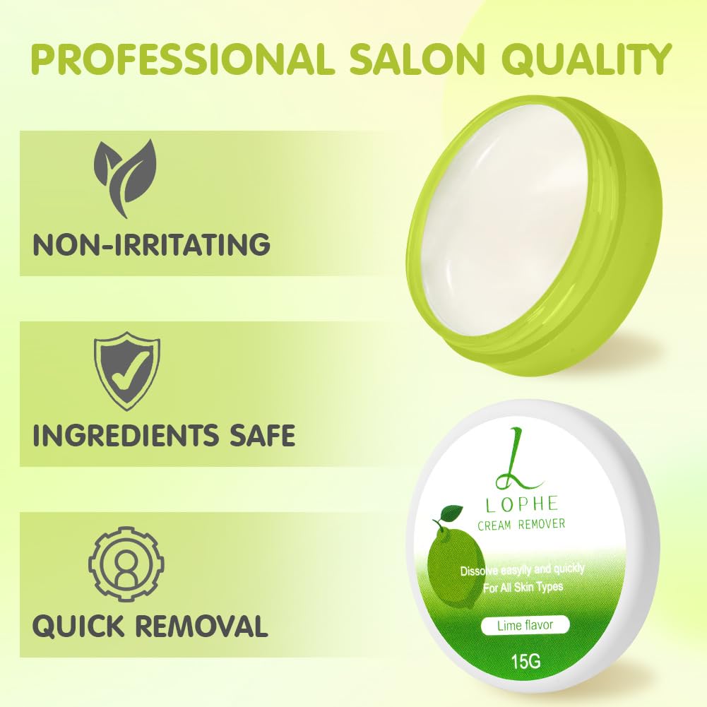 LOPHE Removedor de Adhesivo para Pestañas, 15 g Removedor de Maquillaje de Ojos, Removedor de Adhesivo En Crema para Extensión de Pestañas de, Adecuado para Personas Con Ojos Sensibles, Aroma a Lima