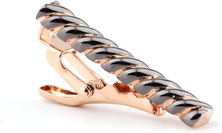 Tie Clips Two-Tone Spiral Striped Tie Clip Metal Personalized Shirt Collar Clip Men's Formal Tie Clip Copper Clip