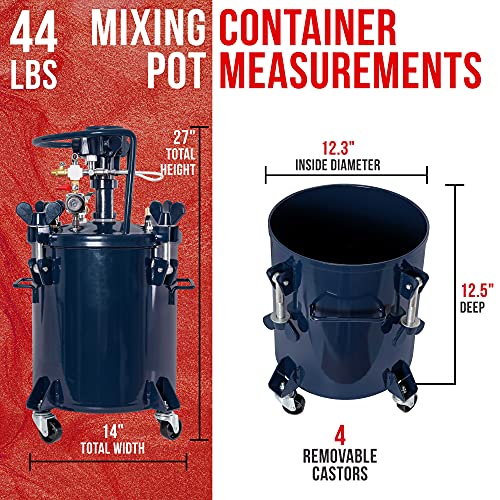 Tcp Global Commercial 5 Gallon (20 Liters) Spray Paint Pressure Pot Tank With Air Powered Mixing Agitator With Master Elite Series 50 Foot Air And Fluid Hose Assembly Set With Fittings thumb #4