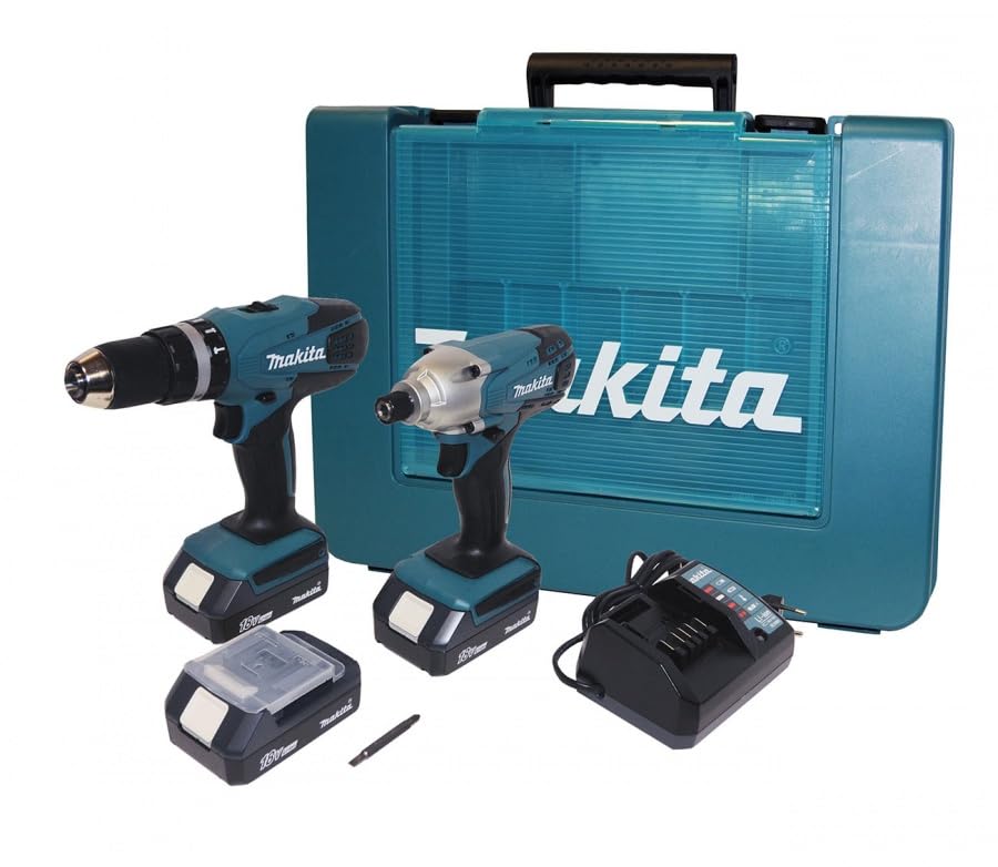 Makita DK18015 18V 3x1.5 Ah set con trapano HP457D avvitatore impulsi TD127D