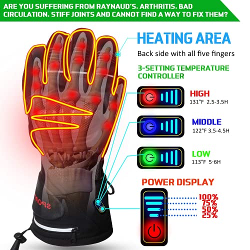Heated Gloves for Men, BIAL Battery Gloves Winter Gloves with Knuckle Protection Heating Warm Skin Leather Touch Screen… - Image 5