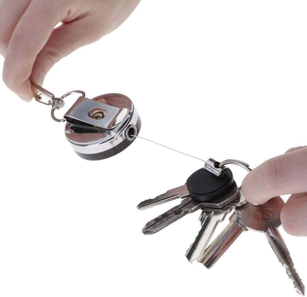 Ejoyous Retractable Key Holder, Heavy Duty Metal Key Reel Badge Holder Telescopic Rope Pull Key Chain Keychain Card Holder with Belt Clip