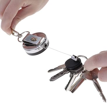 Ejoyous Retractable Key Holder, Heavy Duty Metal Key Reel Badge Holder Telescopic Rope Pull Key Chain Keychain Card Holder with Belt Clip