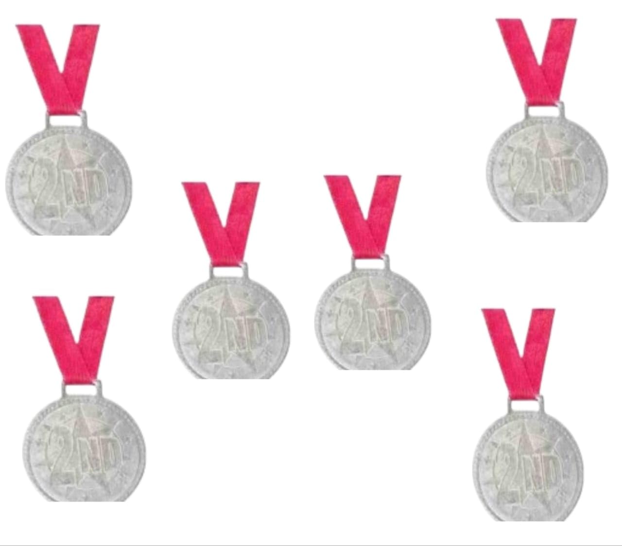 Silver Winner Medals Pack of 6 with Red Ribbon | 2nd Place Award Medals for School Sports, Athletics, Cricket Tournament, Competitions, Events & Prize Distribution (S6p)-image-29
