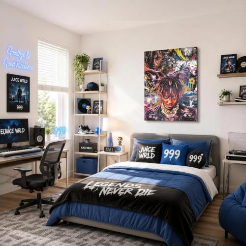 Image of Juice WRLD Canvas Wall Art, Rapper Collage Poster Print, Hip Hop Music Artwork for Bedroom Studio Gaming Room Decor, Vibrant Album Cover Picture Print Framed Music Wall Painting 24X30 inch
