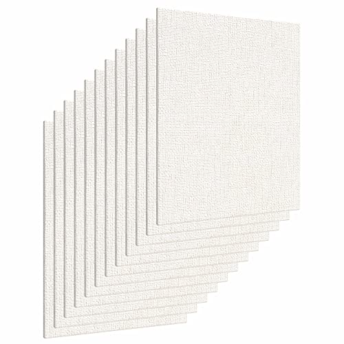 Image of Scholar Art Hobby Series 04 Oz (230 GSM) 100% Cotton Canvas Panel Board for Painting (White Blank Canvas Boards for Acrylic Paint, Oil Paint, Wet & Dry Media) | 04 inchx04 inch (10x10 cm), Pack of 12