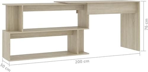 Miniatura 3 de Gecheer Sonoma Oak - Escritorio esquinero para computadora de 78.7 x 19.7 x 29.9 pulgadas, madera de ingeniería, mesa de escritura, estación de