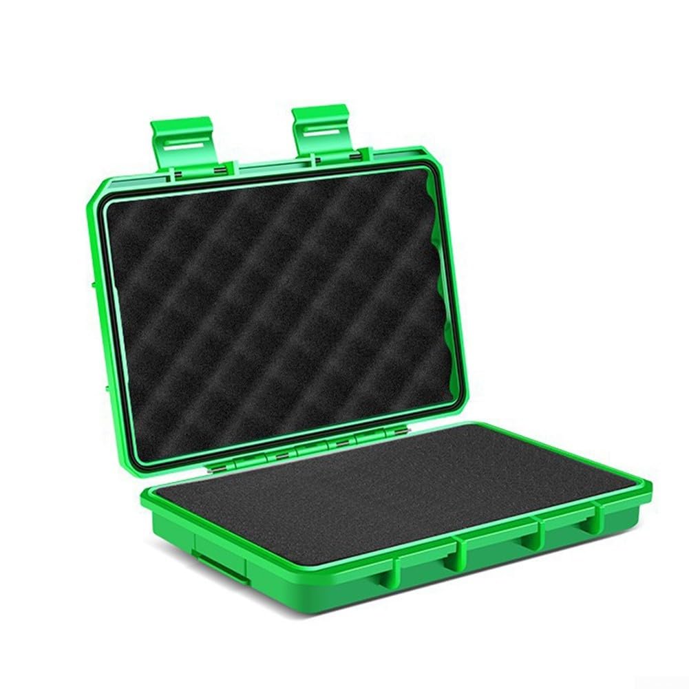 Shockproof Tool Box, Instrument Case, Airtight, Rugged ABS Material (Green)