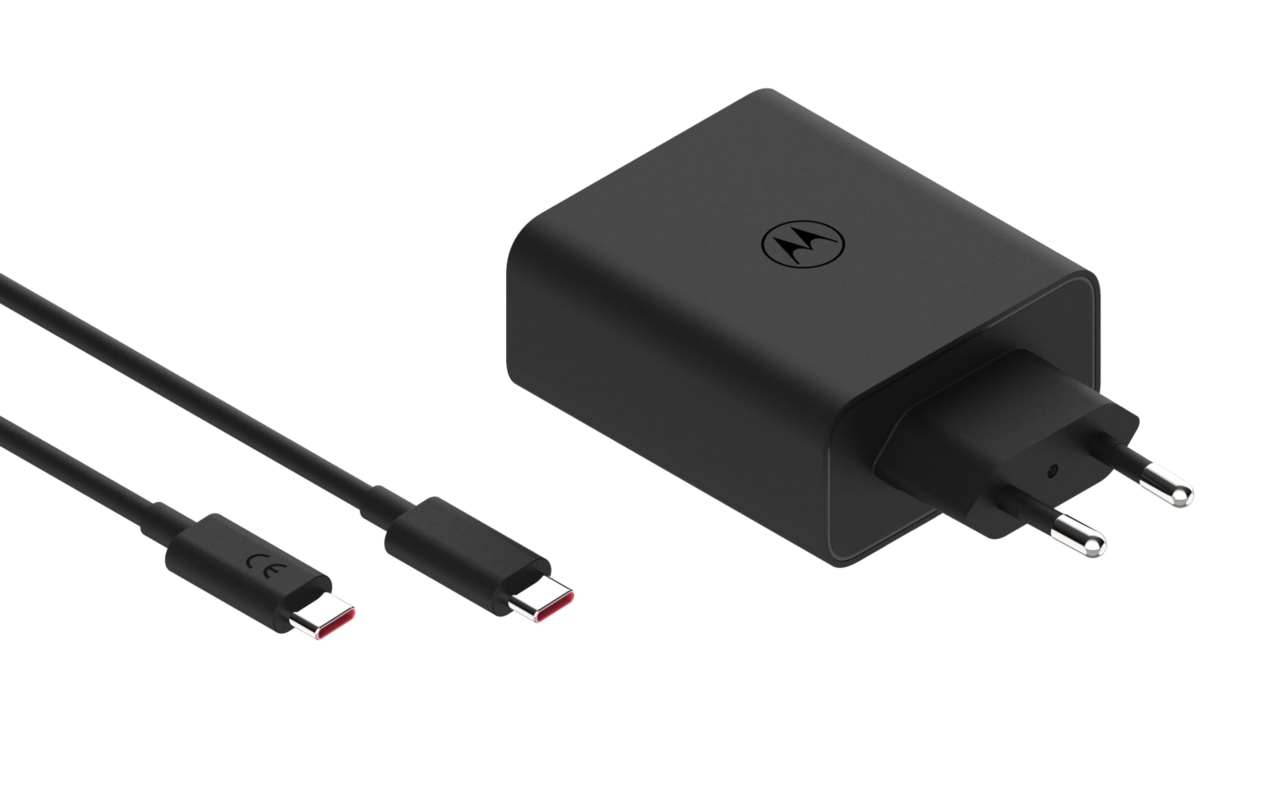 Chargeur de téléphone portable Motorola Turbopower - 125 W avec deux ports USB-C, charge ultra rapide, câble de 1 m inclus, compact, sûr et efficace pour téléphones, tablettes et ordinateurs portables